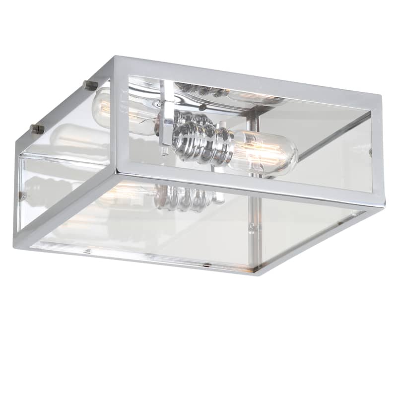 Alma 12" Metal/Glass LED Flush Mount, by JONATHAN Y