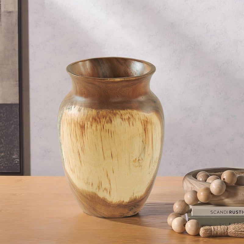Natural Grain Suar Wood Decorative Vase