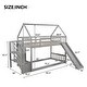 preview thumbnail 7 of 25, Wooden Modern Twin over Twin House Bunk Bed with Slide and Storage Staircase, Featuring a pitched roof and wall section.