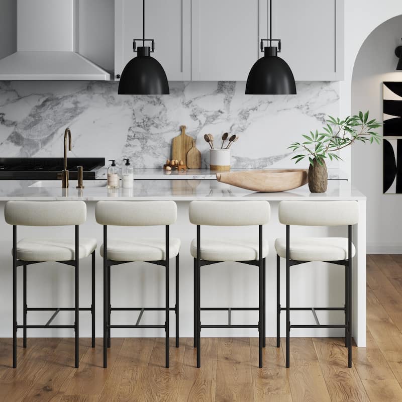 Nathan James Dahlia Counter Height Barstool or Dining Chair with Back and Upholstered Cushion