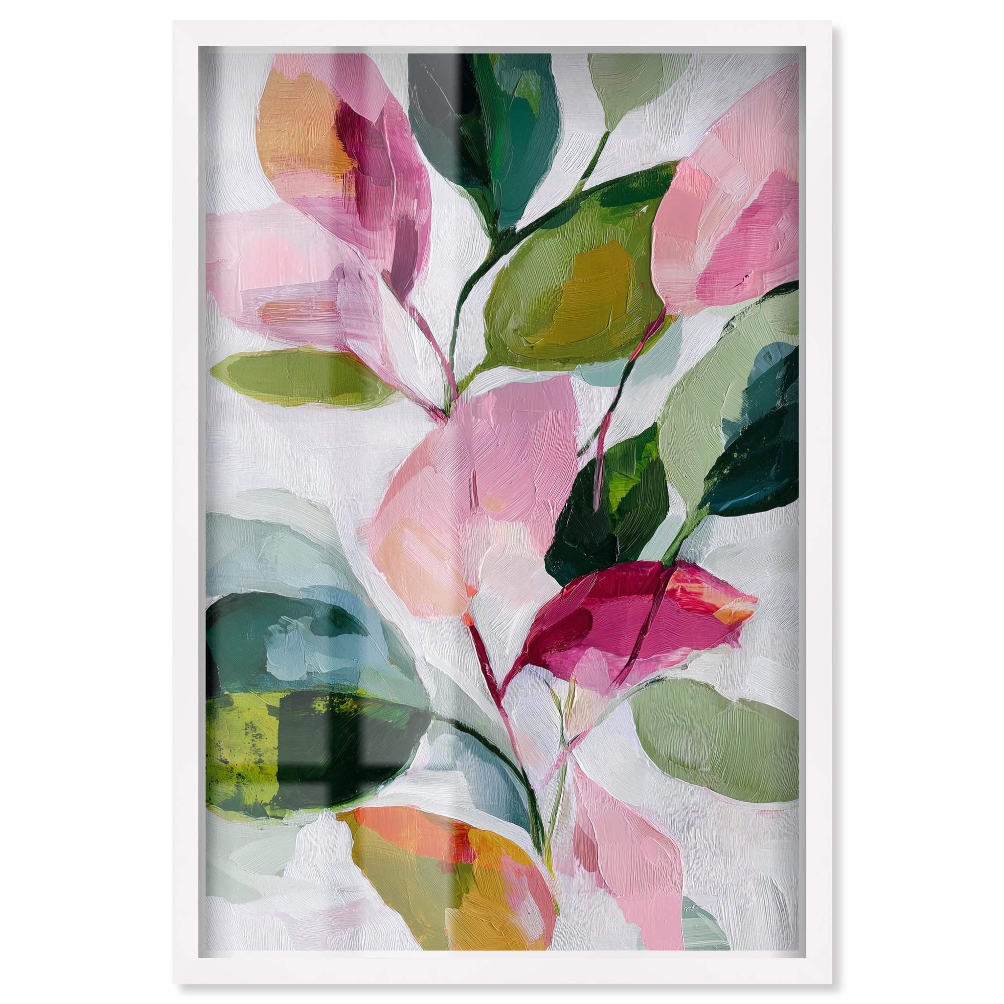 Vibrant Leaves I Pink Palm Wall Art Shadowbox Print by Art Remedy