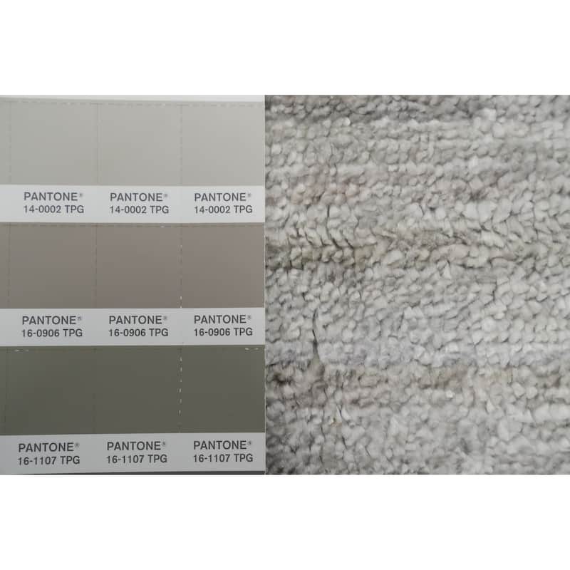Hand Knotted Oriental Viscose Silk Carpet Tribal Animal Pictorial Greys & Charcoal Gabbeh Area Rug - 8' 9'' X 8' 9''
