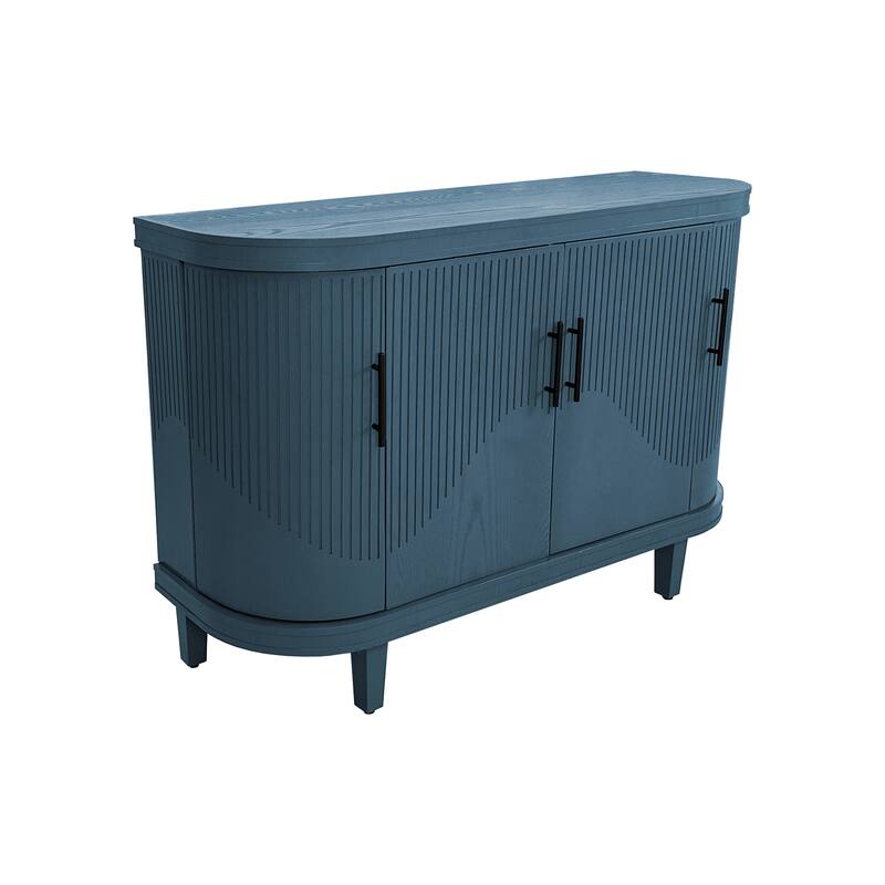 47 Inch Sideboard with Adjustable Shelves, Curved Sideboard with 4 Doors