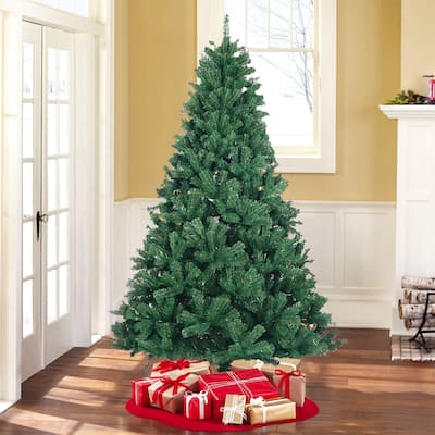 7.5Ft Christmas Tree,Full Natural Spruce Fir Tree,Metal Base - Home Christmas Holiday Ornaments