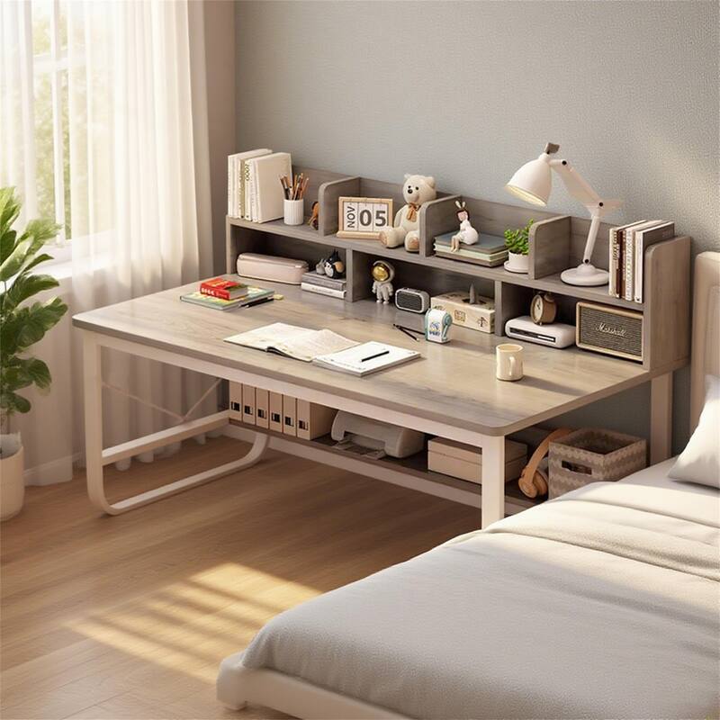 55.12" Rectangle Desk In Grey White