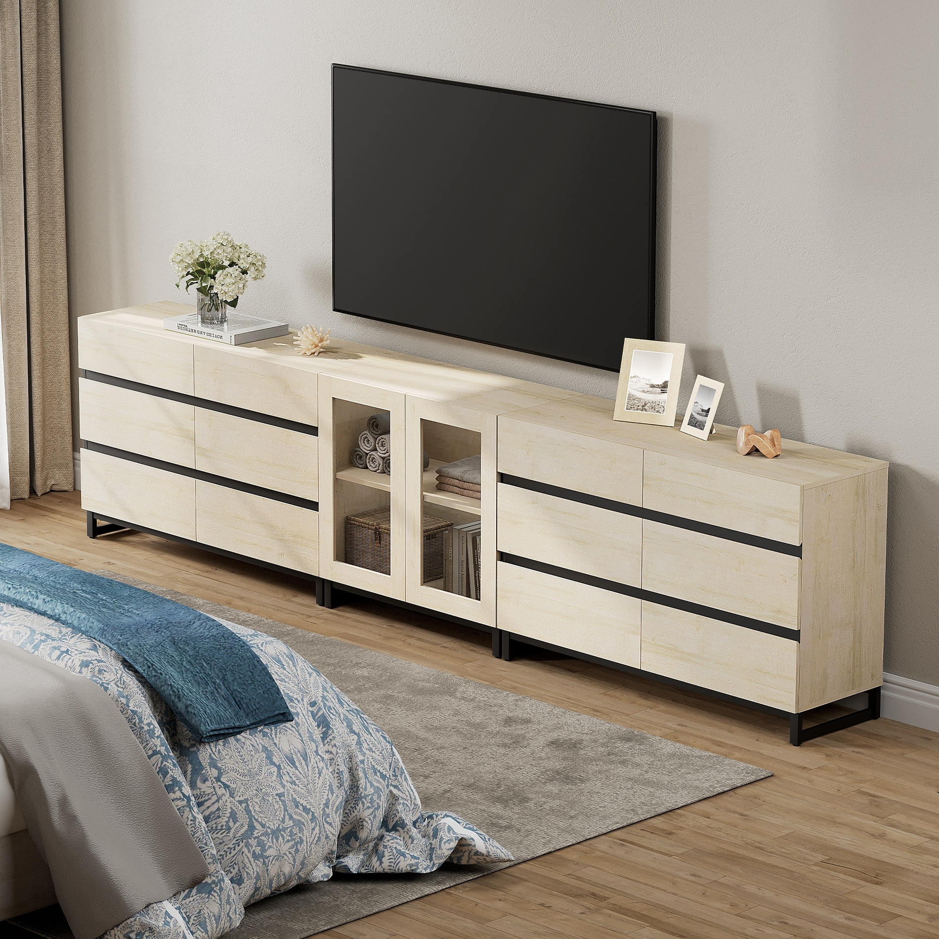 3 in 1 TV Stand for TVs up to 120 inches, Modern Entertainment Center for Living Room, Bedroom