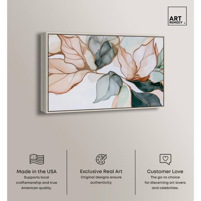Golden Veined Leaves I Canvas by Art Remedy