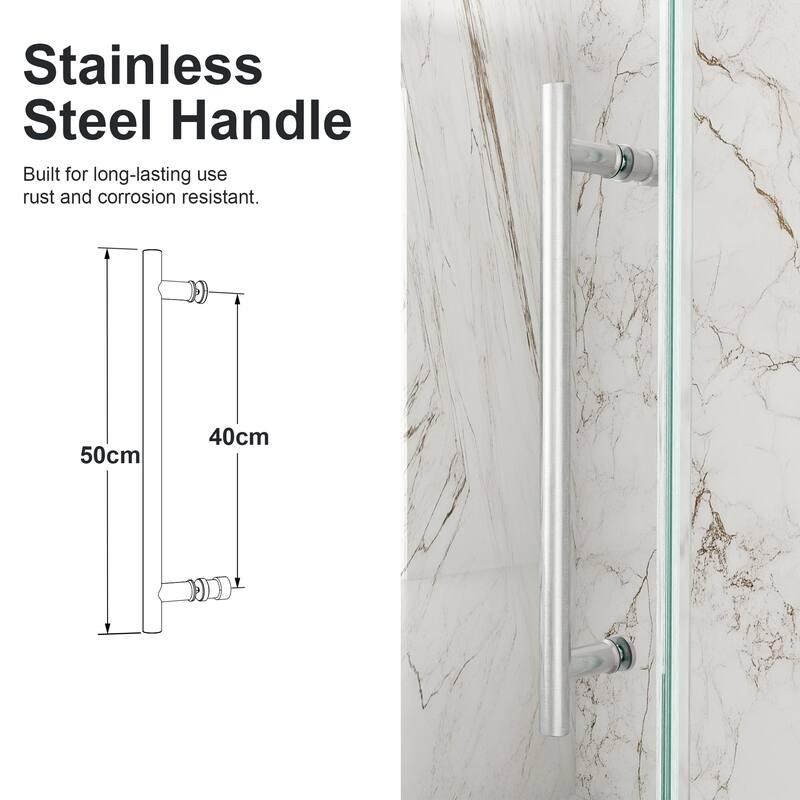 56"-60"W x 72"H Frameless Single Sliding Shower Door - 5/16" (8mm) Clear Tempered Glass