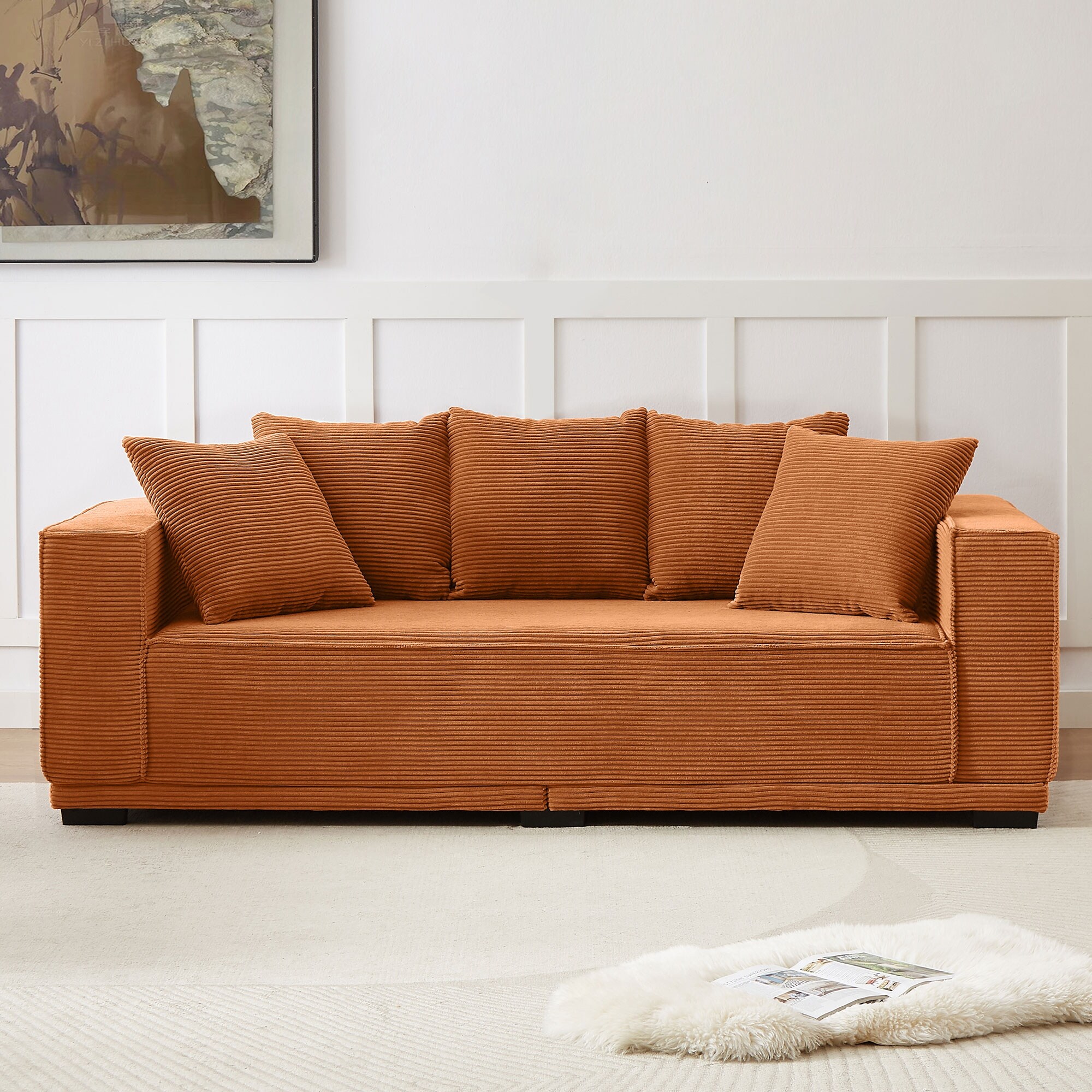 ロピア 爆買い Upholstered 88.97'' Modern 3-Seater Frame Bottom with Sofa その他