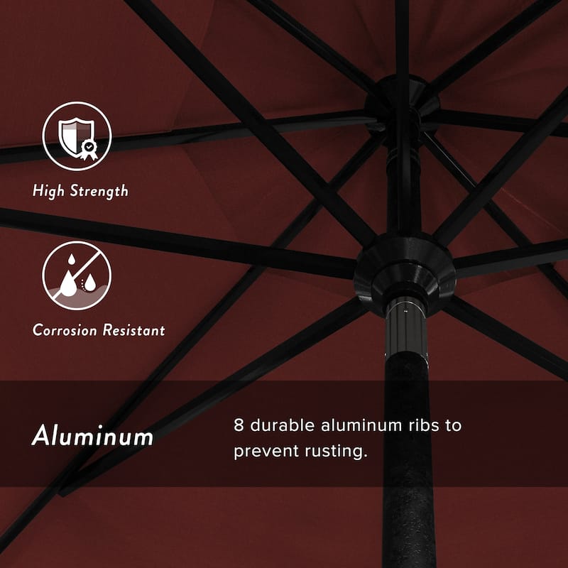 California Umbrella 11' Rd Golden State Series Patio Umbrella Black Aluminum Frame Crank Lift Collar Tilt Sunbrella