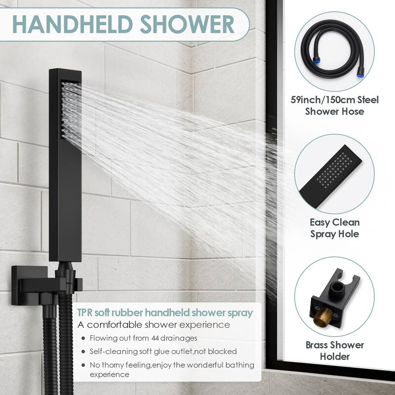 Rainfall Shower System with High Pressure 10 inch Shower Head Hand Held Shower Head Bathroom Mixer Shower Complete Combo Set