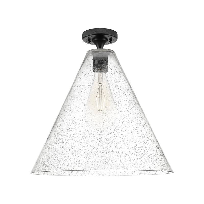Innovations Lighting 434-1F-10-16 Crown Point Flush Cone Crown Point - Matte Black / Seedy