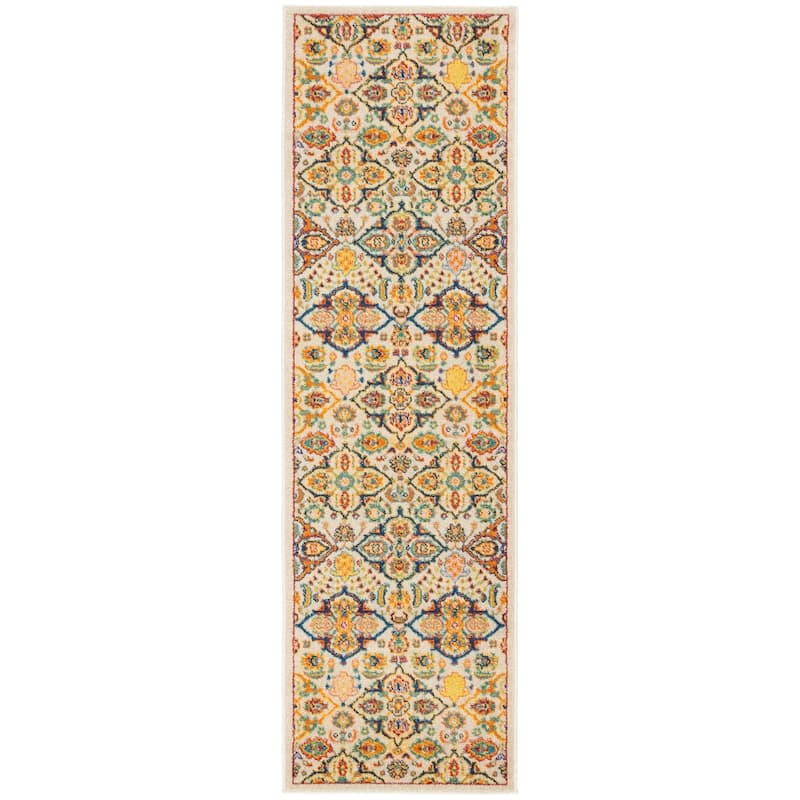 Nourison Allur Contemporary Boho Floral Medallion Area Rug - 2' 3" x 10' - Ivory/Multicolor