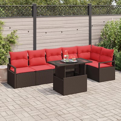 vidaXL 7 Piece Garden Sofa Set with Cushions - 113×48×27.2