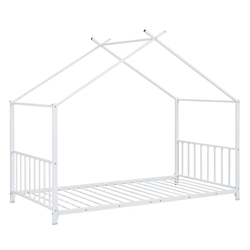 Twin Size Metal House Platform Bed with Legs