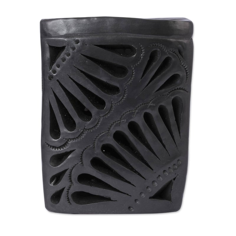 Handmade Oaxacan Twilight Ceramic Pencil Holder (Mexico) - 3.9" H x 3.1" W x 2.8" D