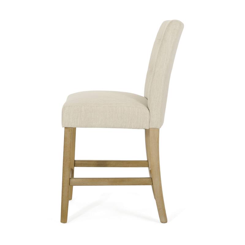26 Inch Fabric Button Tufted Counter Stools, Set of 2