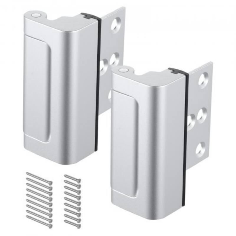 2 Pack Silver Door Reinforcement Lock Aluminum Alloy Security Latch with Rubber Bumper
