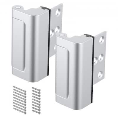2 Pack Silver Door Reinforcement Lock Aluminum Alloy Security Latch with Rubber Bumper