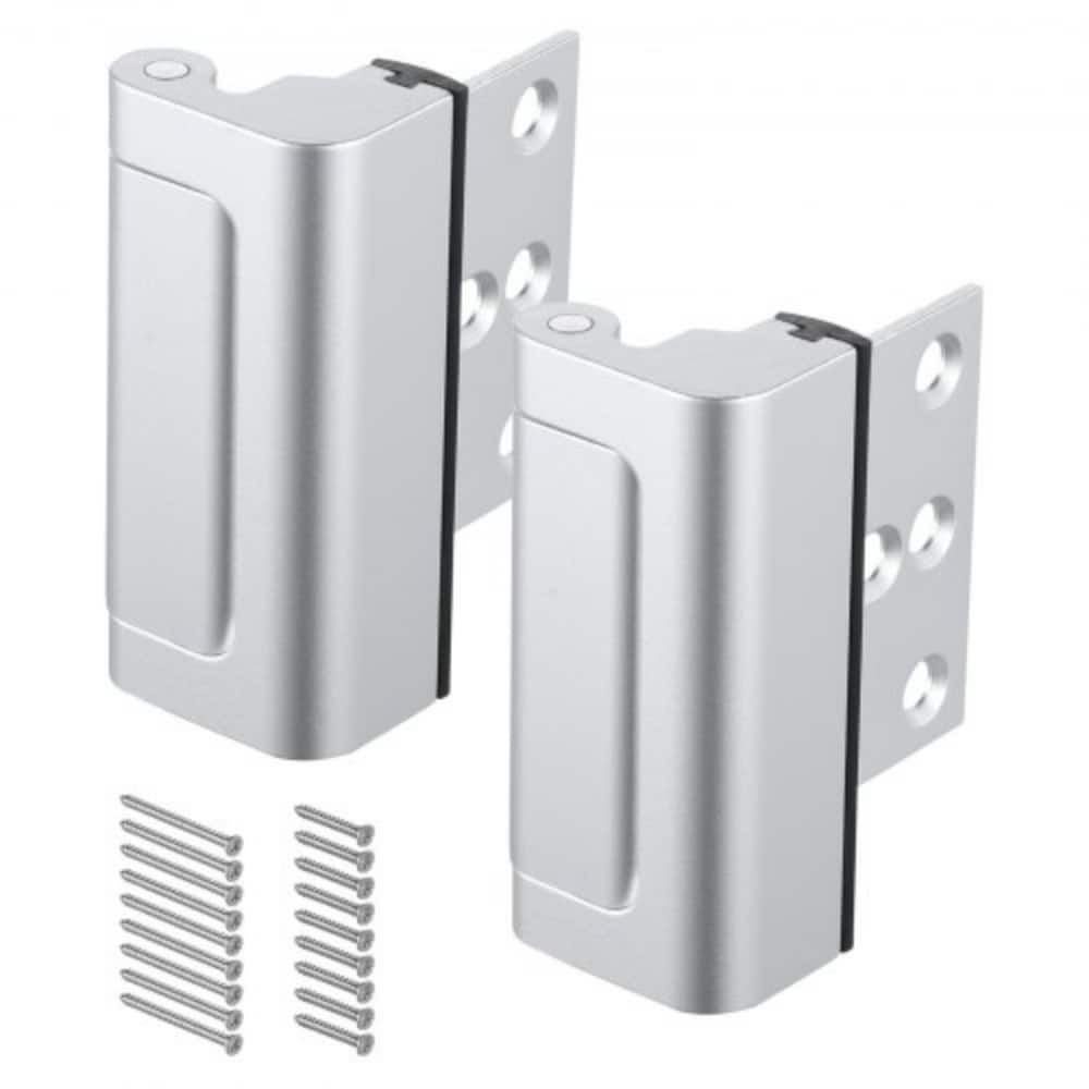 2 Pack Silver Door Reinforcement Lock Aluminum Alloy Security Latch with Rubber Bumper
