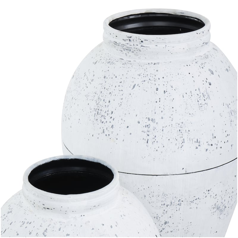 Metal Tall Distressed Pot Floor Vase - Set of 2 White - Roche River Decor
