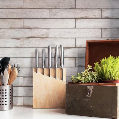 Merola Tile Bora White 3-1/8" x 17-1/2" Porcelain Floor and Wall Tile - Case (30 Tiles)