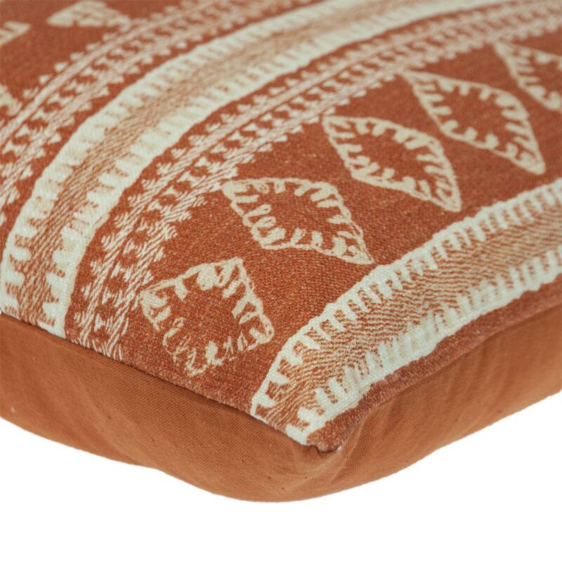 Tribal Square Throw Pillow - 18" - Orange and Beige