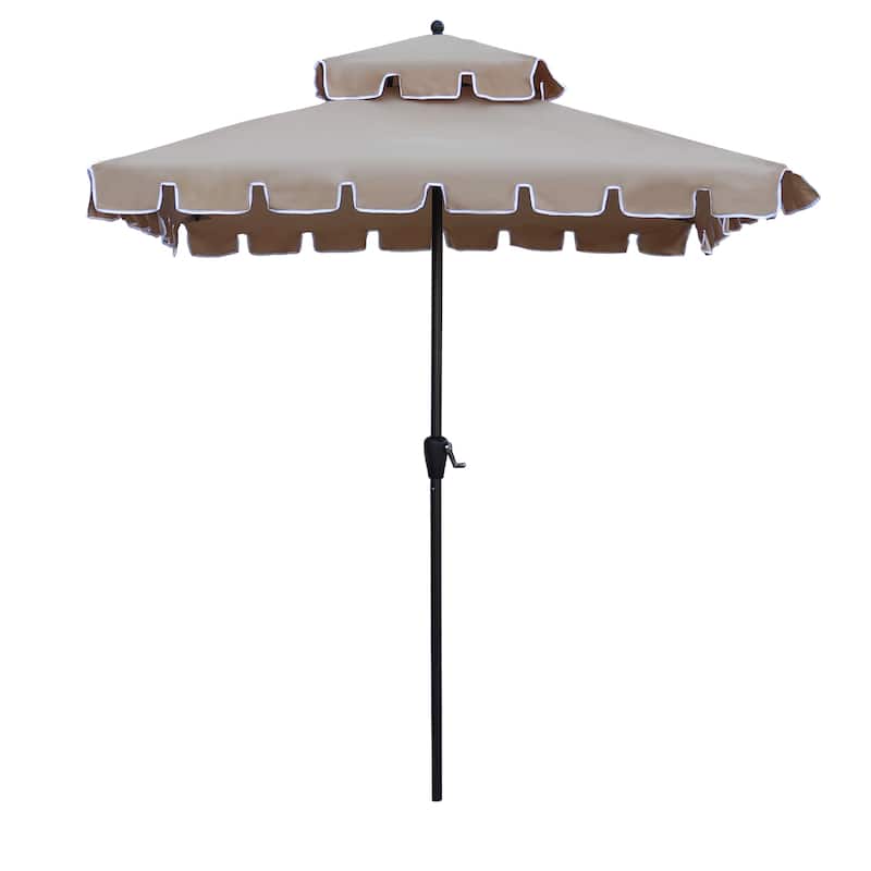 Maypex 7 Feet Square Scallop Patio Umbrella, Base Not Included - Tan