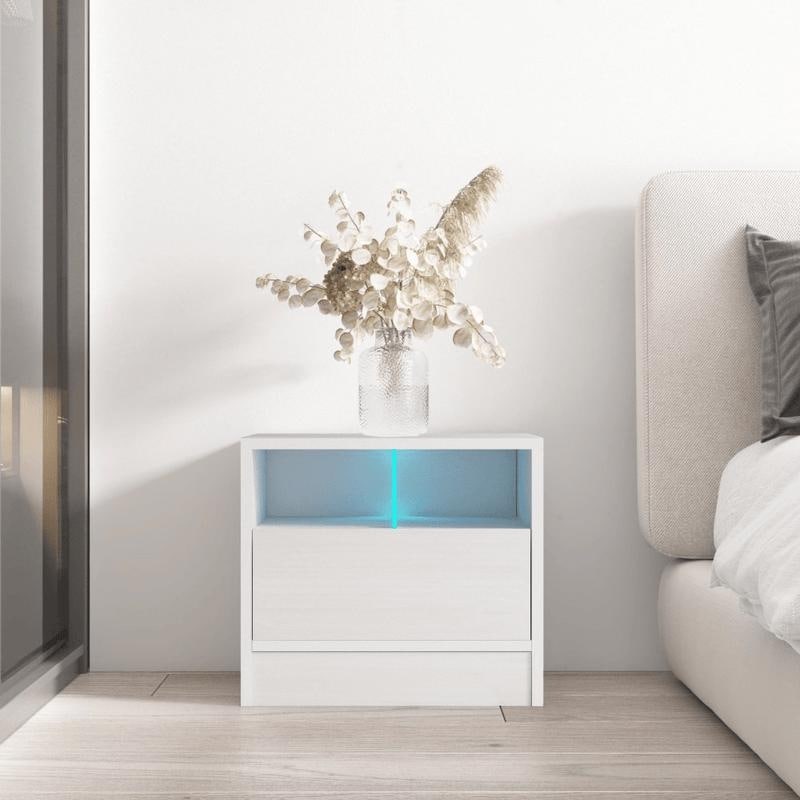 Meble Furniture Disparo LED Nightstand - 19.7"W x 17.4"H High Gloss