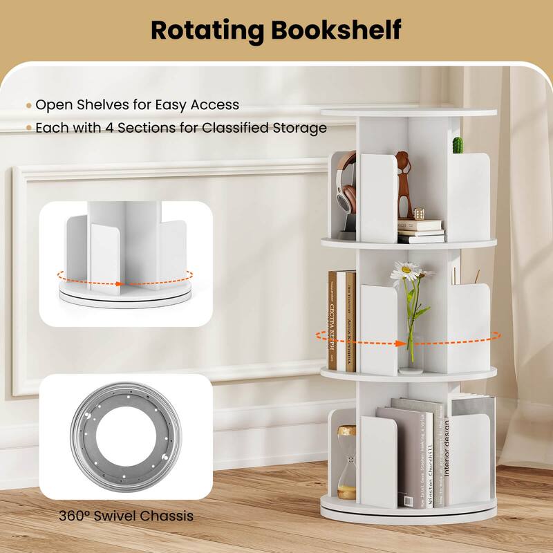 Costway 1/2 PCS 3-Tier Rotating Bookshelf 360° Display Rack with - See Details
