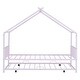 preview thumbnail 21 of 52, Metal House Bed with Twin Size Trundle, Twin/Full Size Playhouse Bed Montessori Bed with Roof Design for Kids Bedroom