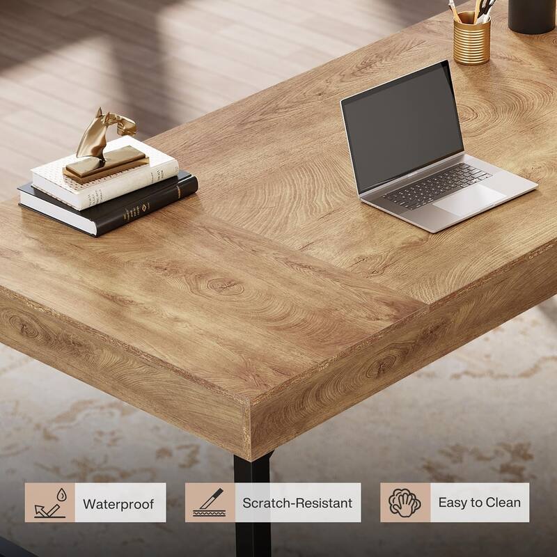 55" Industrial Executive Desk, Study Writing Table Business Workstation for Home Office, Conference Room