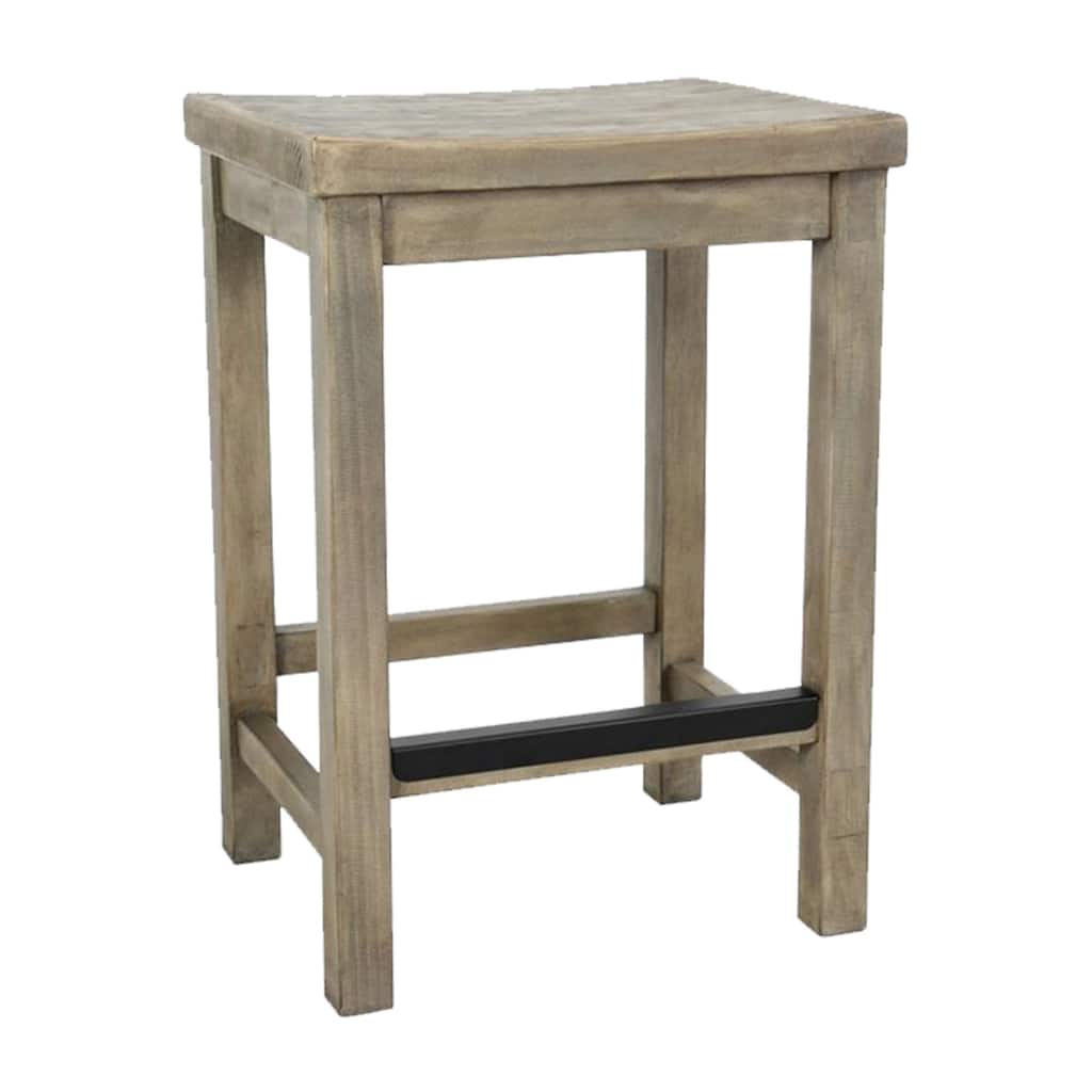 Wooden Counter Height Stool with Grain Details, Natural Gray