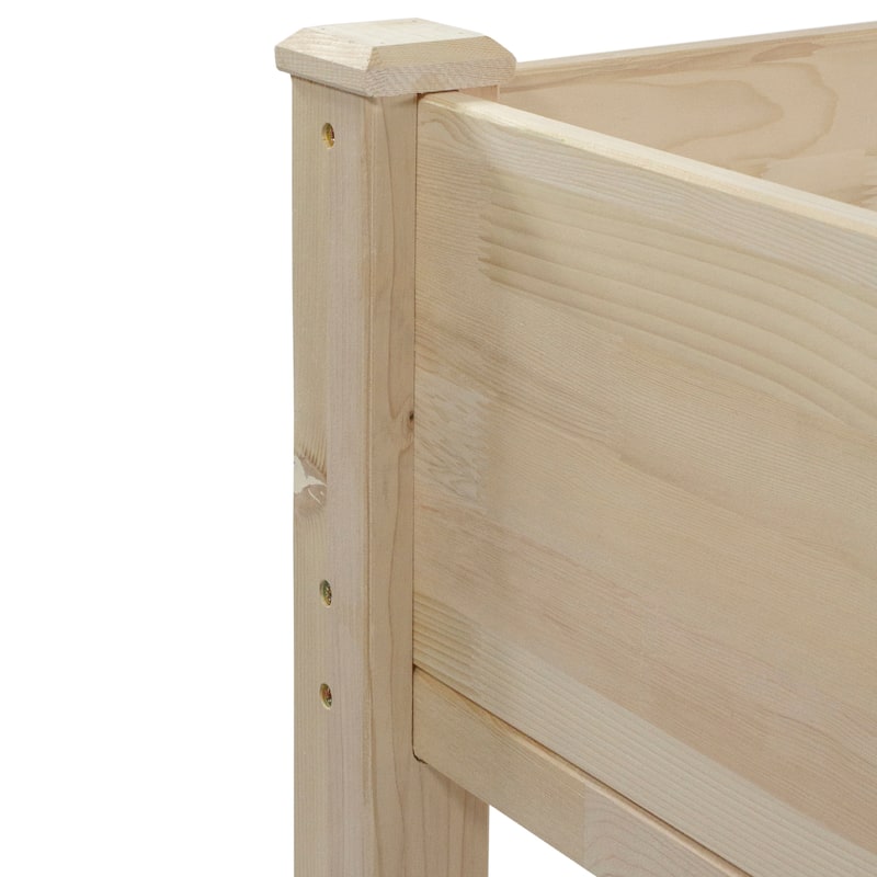 4ft Natural Wood Raised Garden Bed Planter Box with Liner - 4'