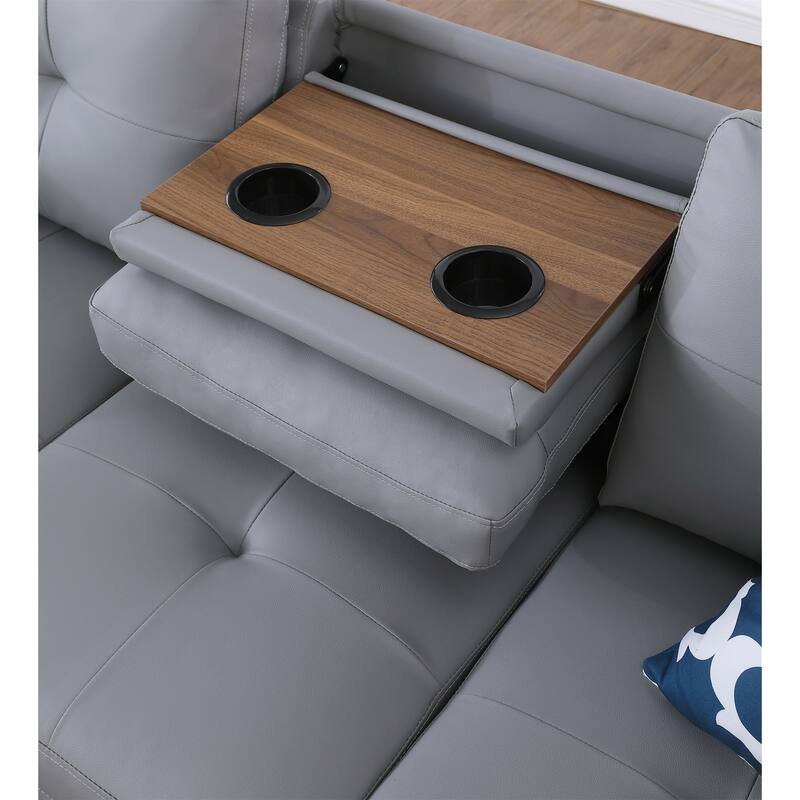 Faux Leather Sectional Sofa with Ottoman