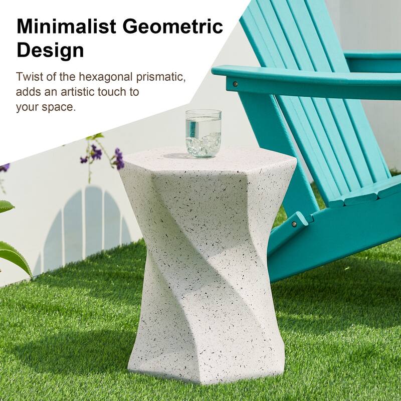 Glitzhome 17.75"H MGO Twist-Style Faux Terrazzo Garden Stool