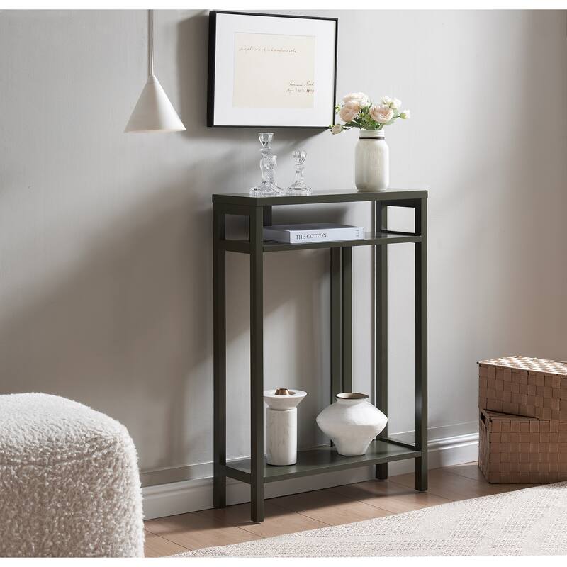 Bisbee Wood 22-inch Console Table with Two Shelves - 22"L x 8"W x 32"H - Caviar