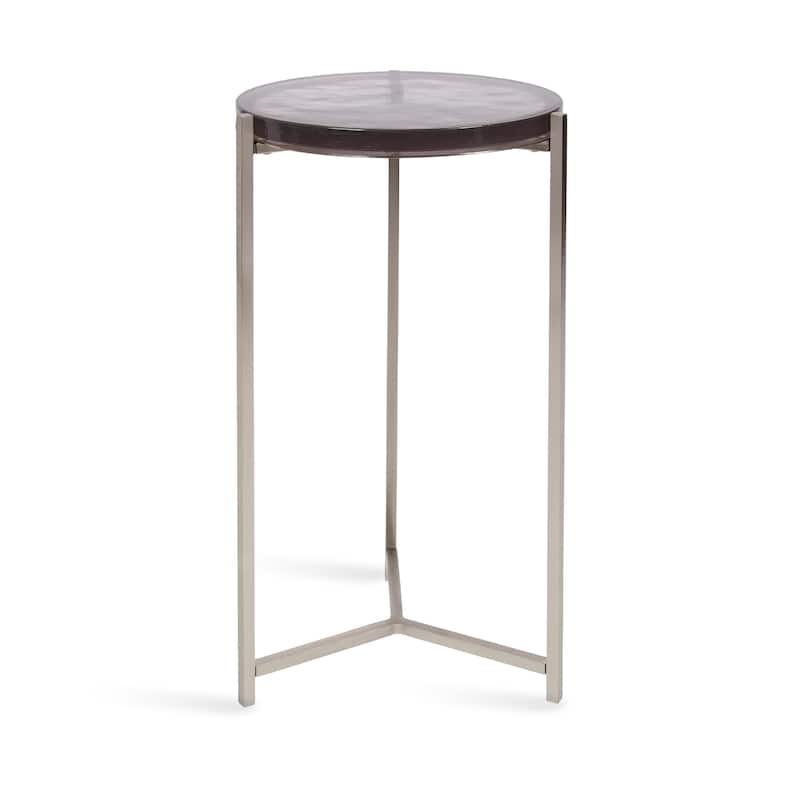 Kate and Laurel Aguilar Glass and Metal Side Table - 13x13x24 - Gray/Silver