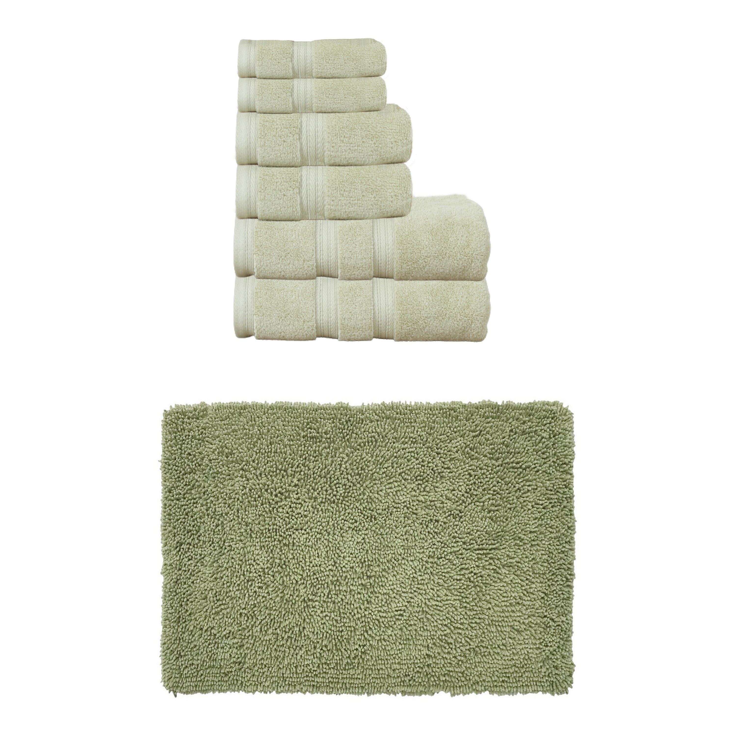 Home Weavers Fantasia Collection 100% Soft Cotton 6 Pc Towel Set & 1 Pc 21x34" Bath Rug, Machine Washable & Non Slip (Set of 7)