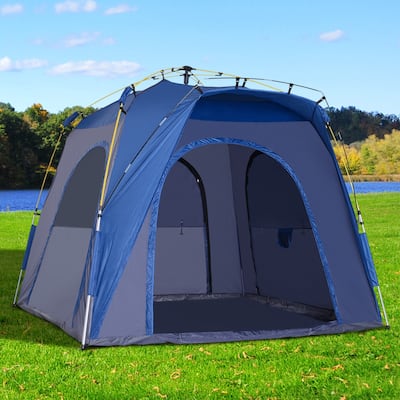 Outsunny 3-Season 5-Person Automatic Pop Up Outdoor Yurt Canopy Camping Tent w/ Easy Hydraulic Poles & Quality Materials