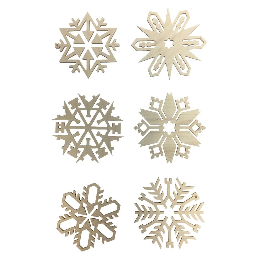 6 Beige Hcrafted Assorted Snowflakes Richard Glaesser Ornaments, 2.75"