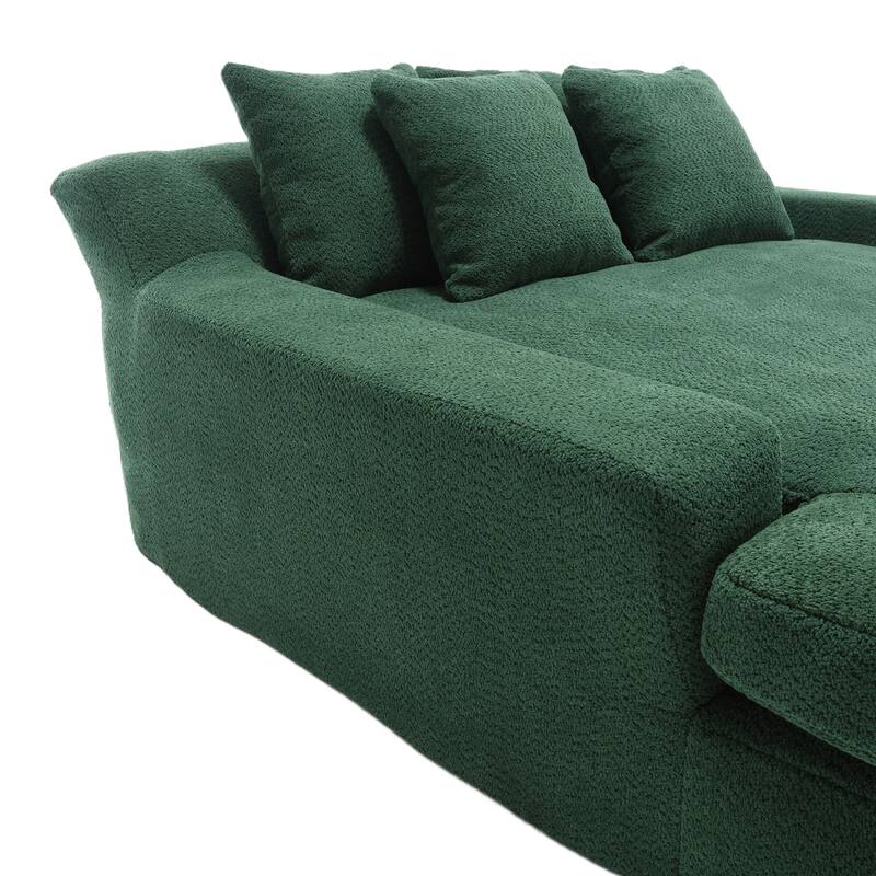 Seersucker 2-seater lazy sofa bed With 2 back pillows , 2 toss pillows,Comfy Sofa- Deep Seat Couch