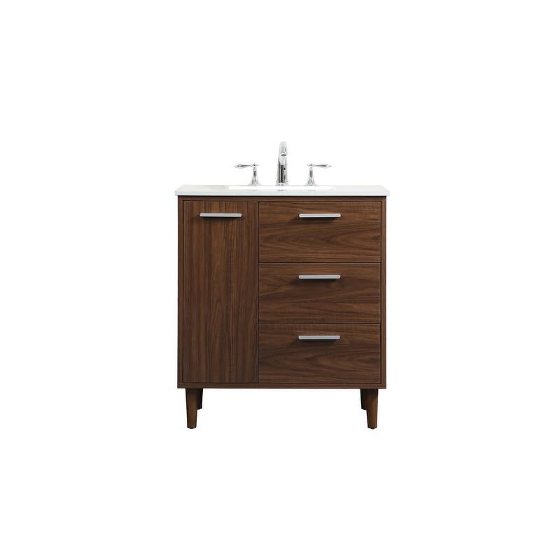 Elegant Lighting VF47030M Baldwin 30" Free Standing Single Basin - Walnut - Wood Finish