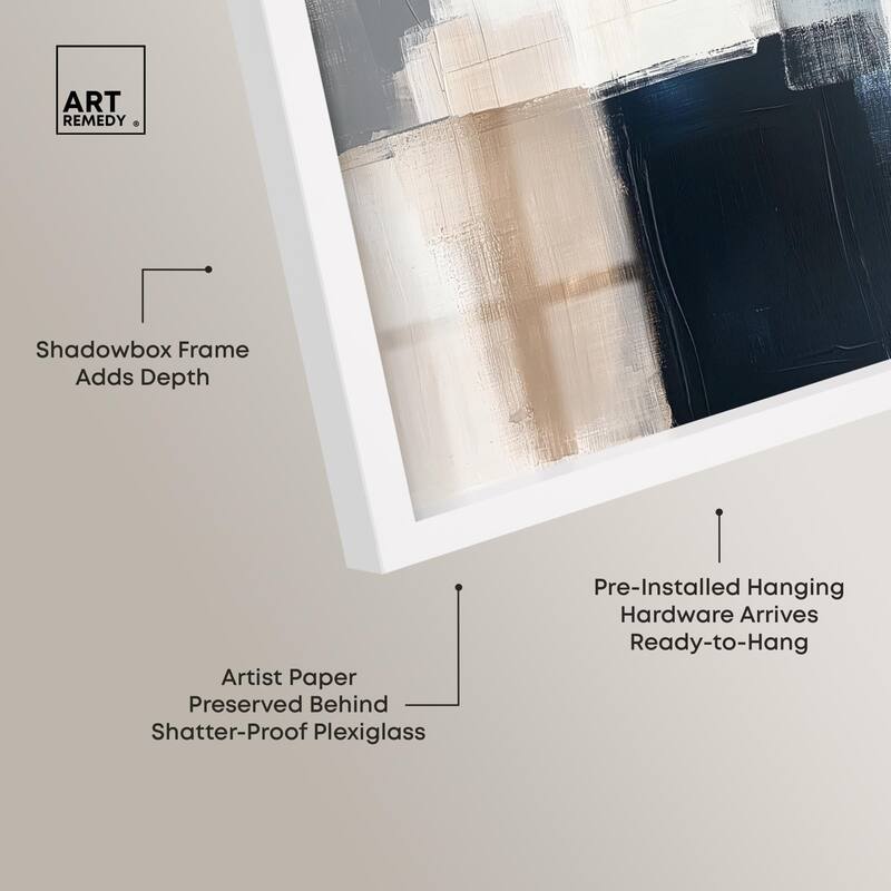 Blue and Tan Abstraction I Shadowbox by Art Remedy
