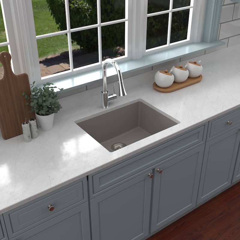 Karran Undermount 24.38 in Single Bowl Quartz Kitchen Sink