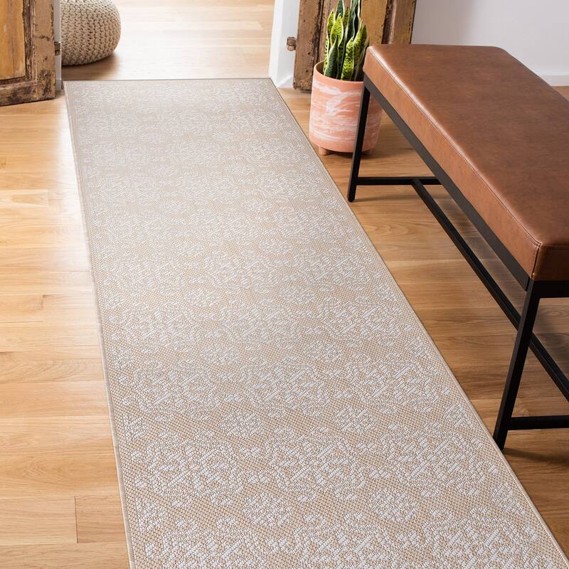World Rug Gallery Transitional Geometric Textured Flat Weave Indoor/Outdoor Area Rug