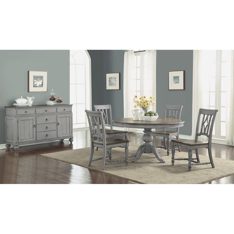 Plymouth Gray Wood Pedestal Dining Table - 72" x 30" x 54"