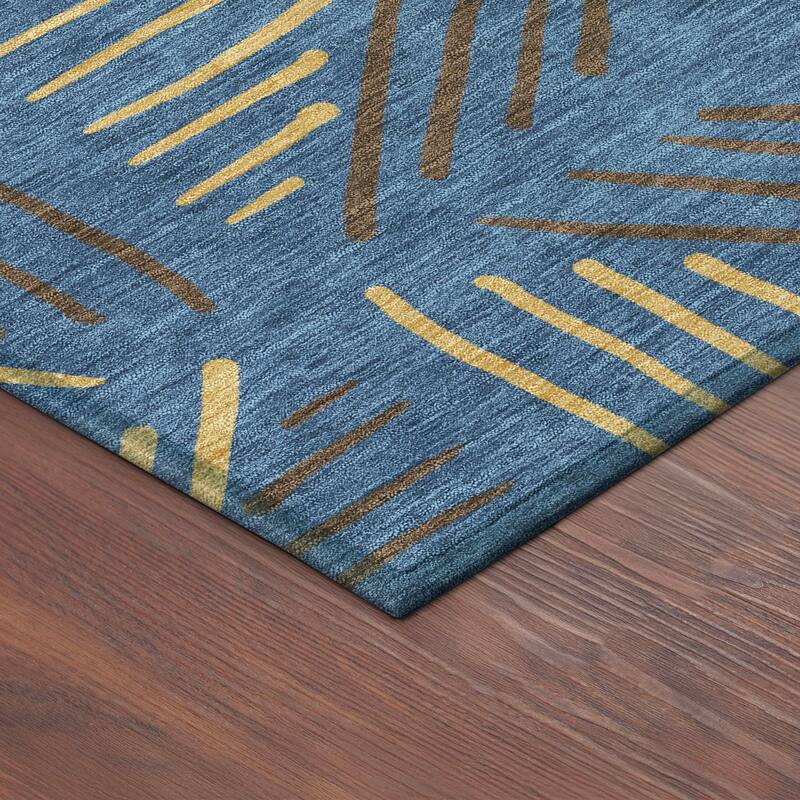 Machine Washable Indoor/ Outdoor Geo Dia Chantille Rug