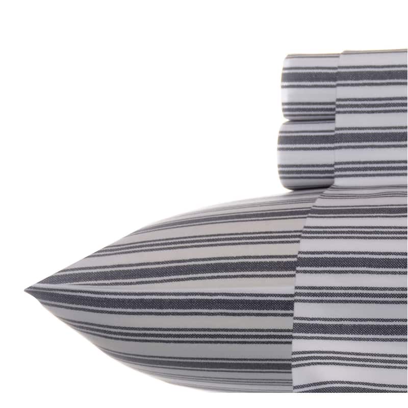 Nautica Cotton Percale Deep Pocket Bed Sheet Sets - Twin - Coleridge Charcoal Stripe