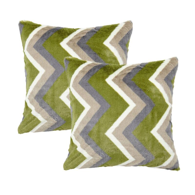 FauxFur Chevron Pillow Shell 2 Piece Set, NO INSERT